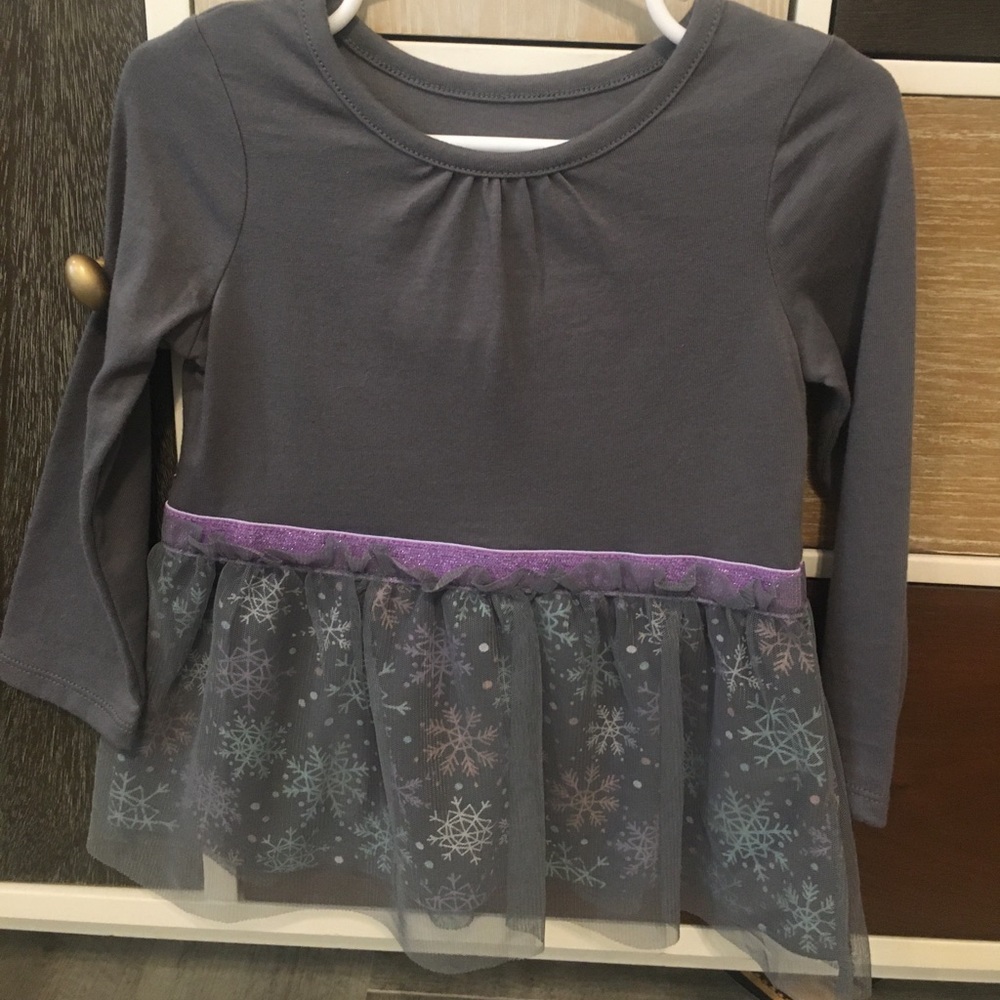 Gray long sleeve dress with tutu in pink